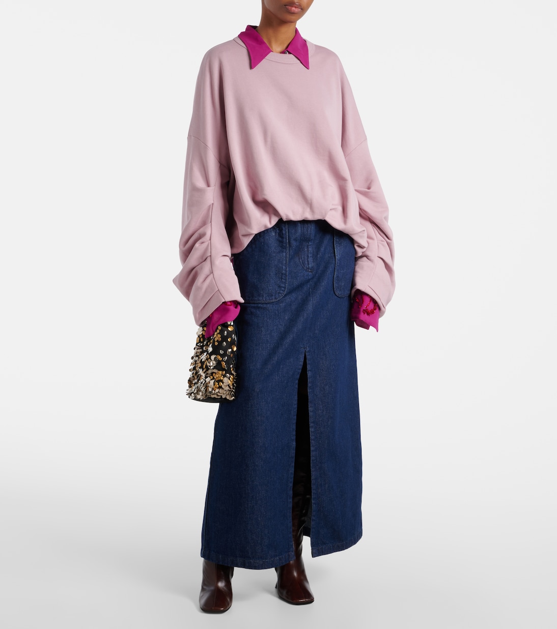 Gonna lunga di jeans con cintura | Dries Van Noten