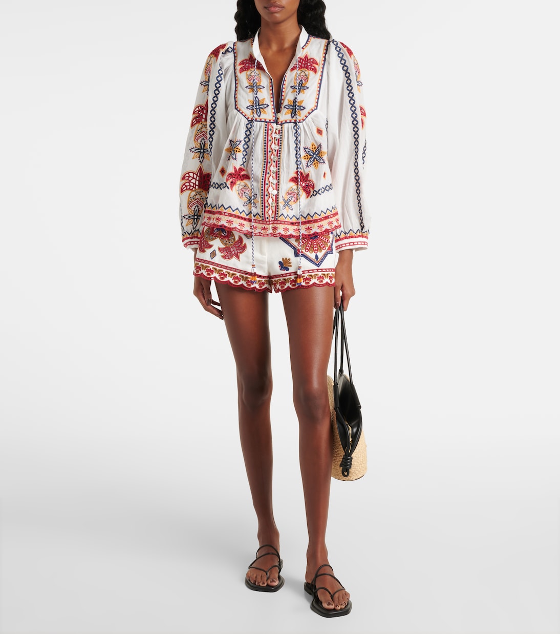 Shorts in misto cotone con ricami | Farm Rio