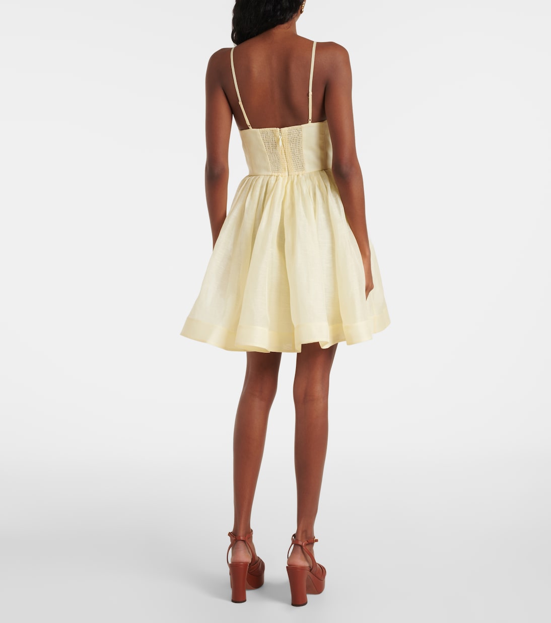 Illuminate pleated silk and linen minidress | Zimmermann