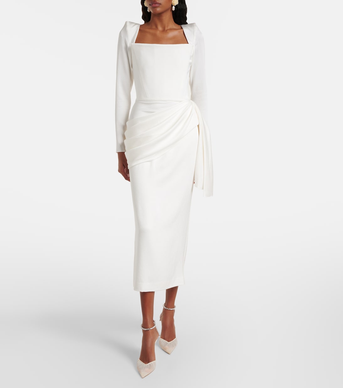 Bridal draped crêpe satin bustier gown | Alex Perry