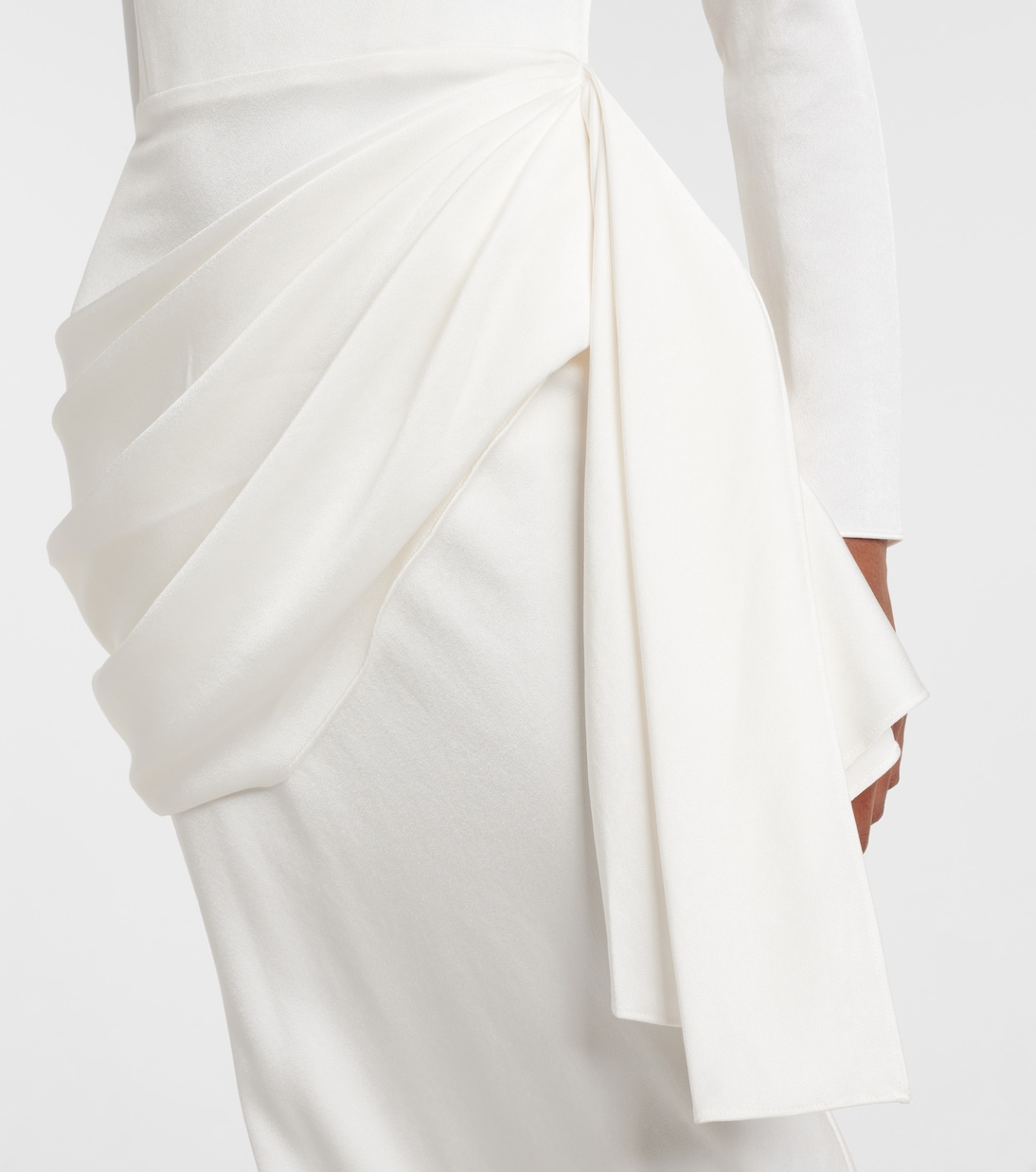 Bridal draped crêpe satin bustier gown | Alex Perry