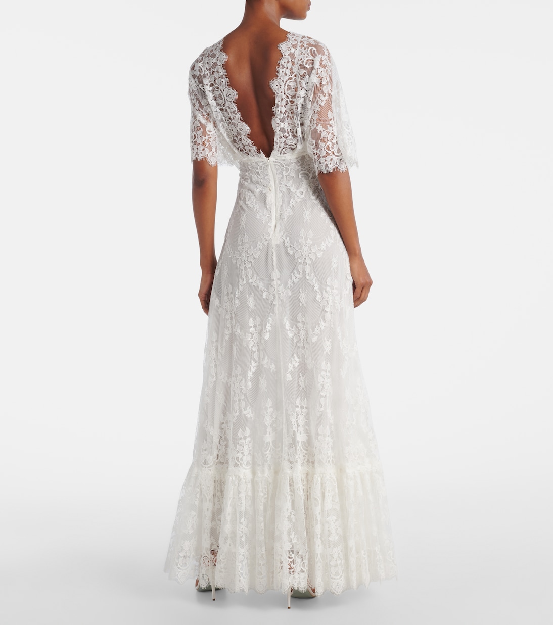 Bridal embroidered cotton-blend lace gown | Elie Saab