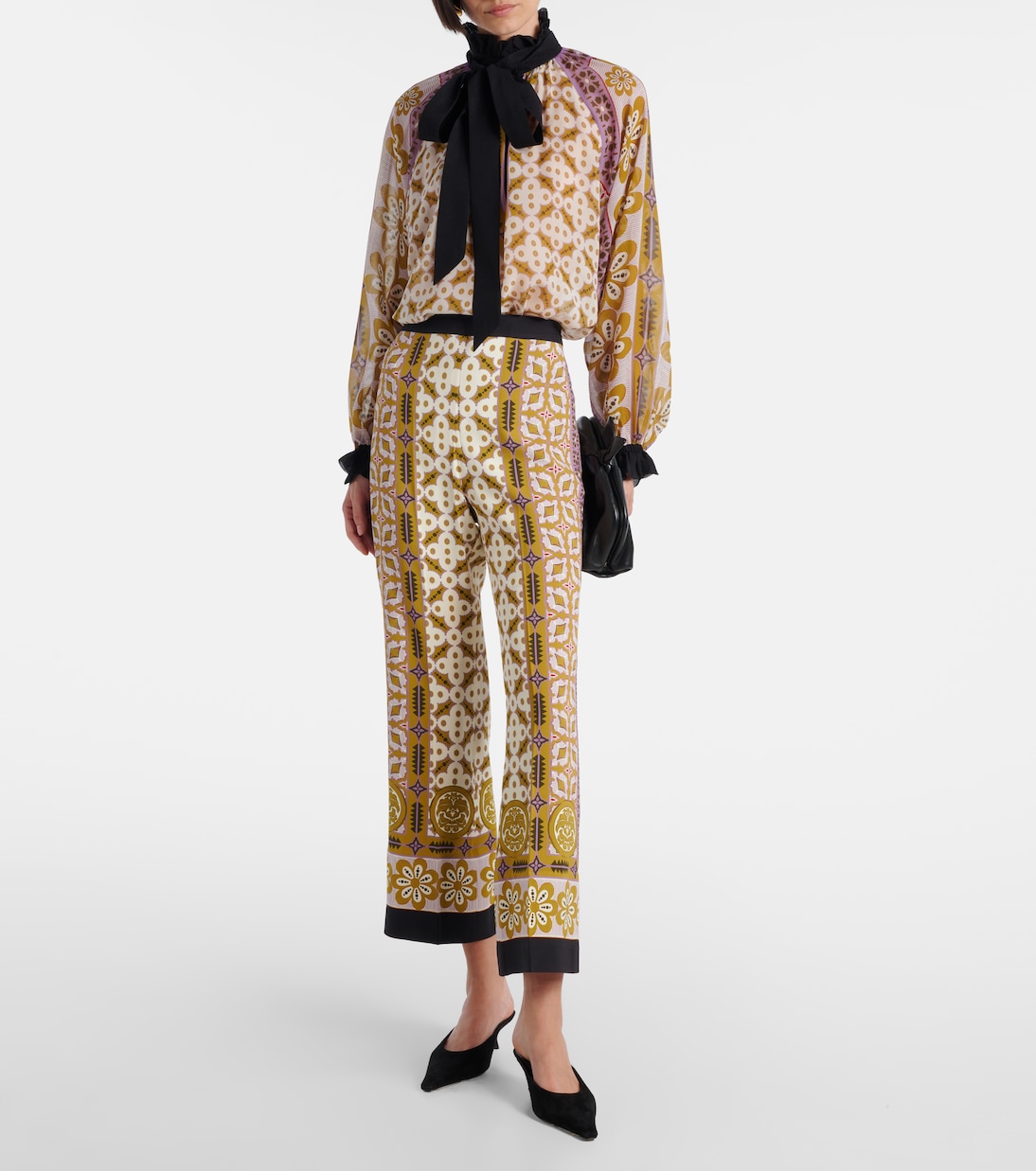 Cerere printed tie-neck silk blouse | La DoubleJ