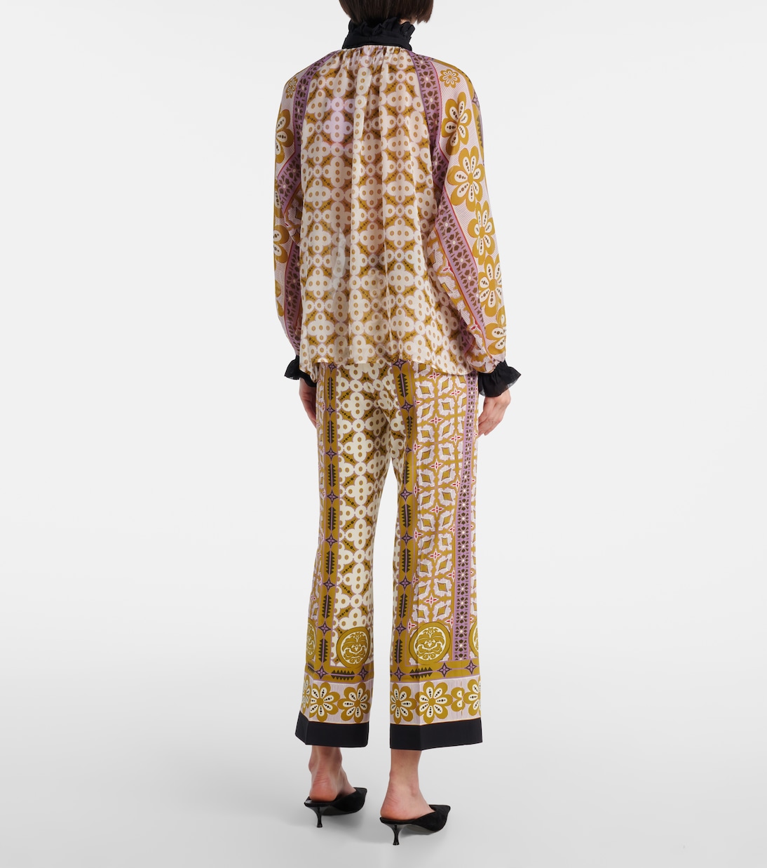 Cerere printed tie-neck silk blouse | La DoubleJ