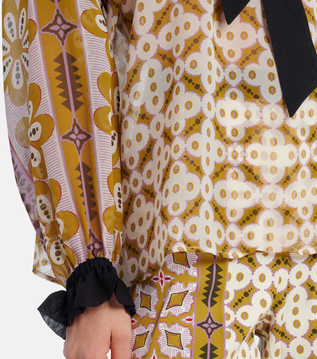 Cerere printed tie-neck silk blouse | La DoubleJ