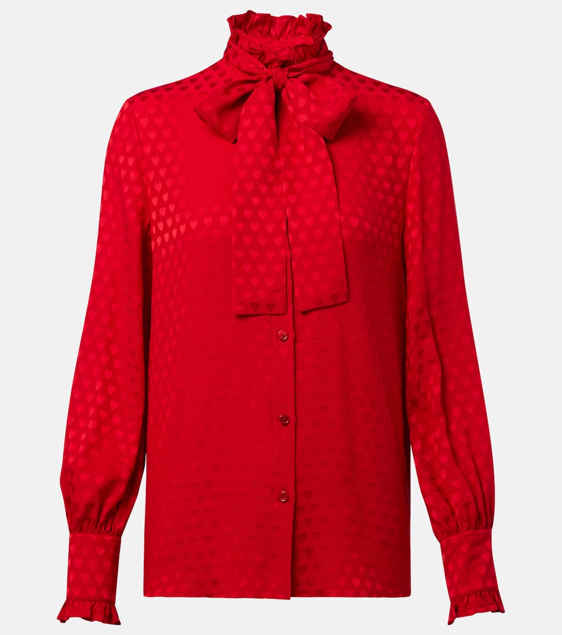 La Cour De Cœur bow-detail silk crêpe shirt | Valentino