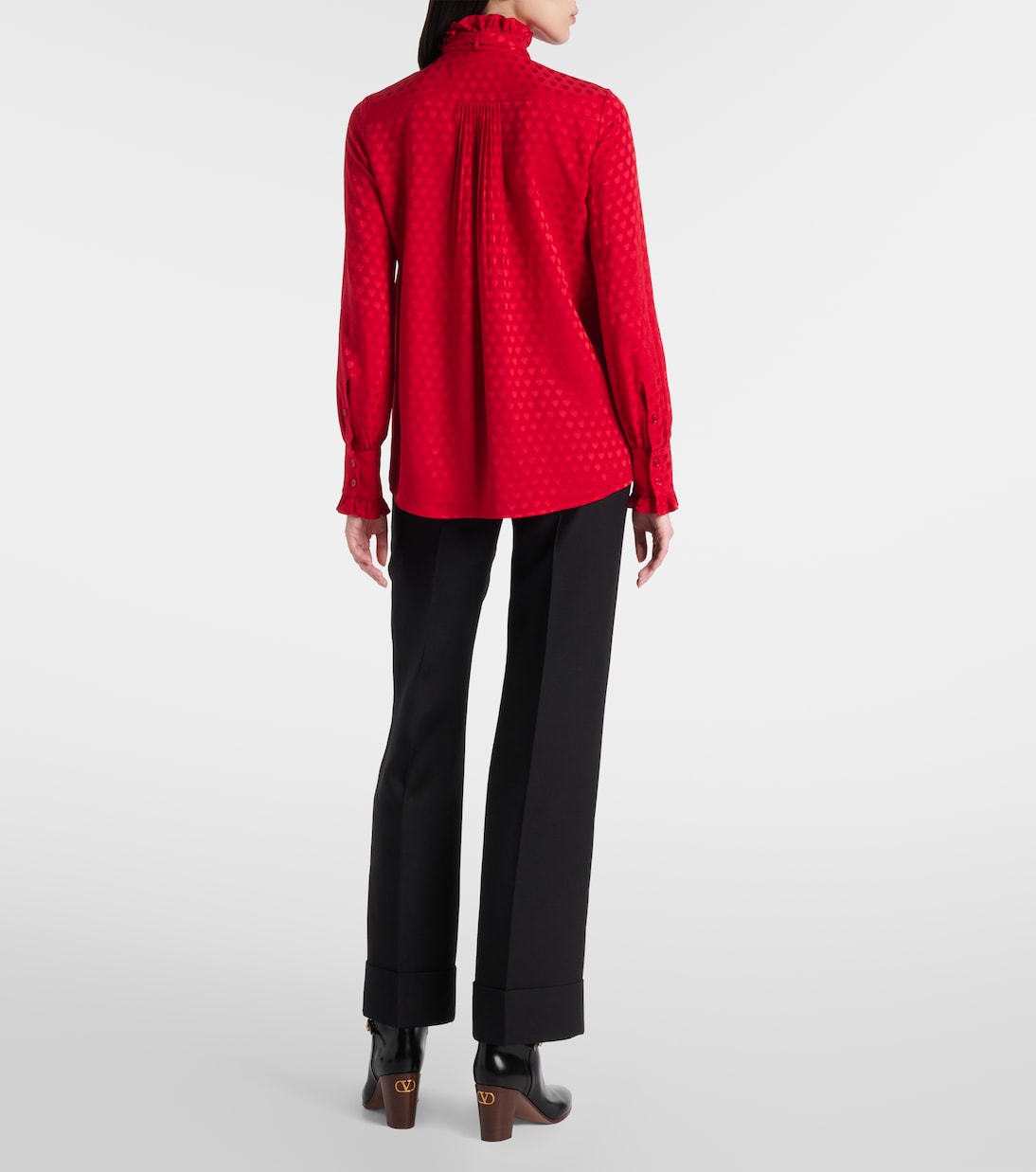 La Cour De Cœur bow-detail silk crêpe shirt | Valentino