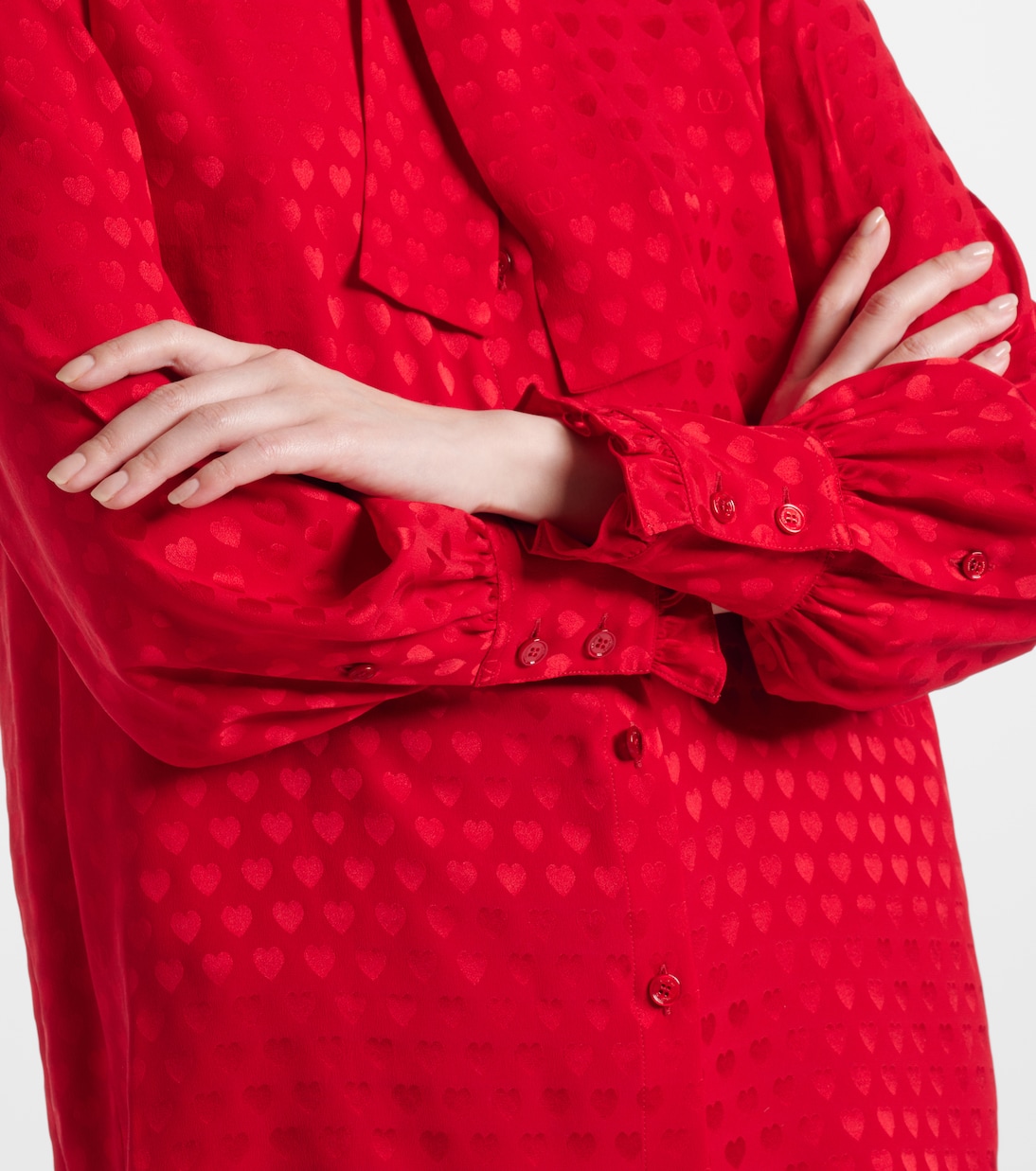La Cour De Cœur bow-detail silk crêpe shirt | Valentino