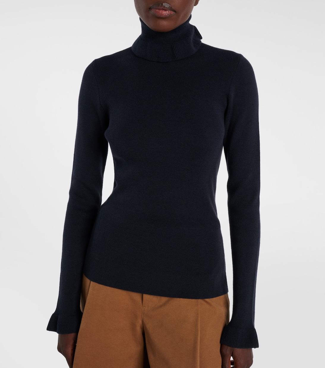 Ribbed-knit cotton and wool turtleneck sweater | Chloé