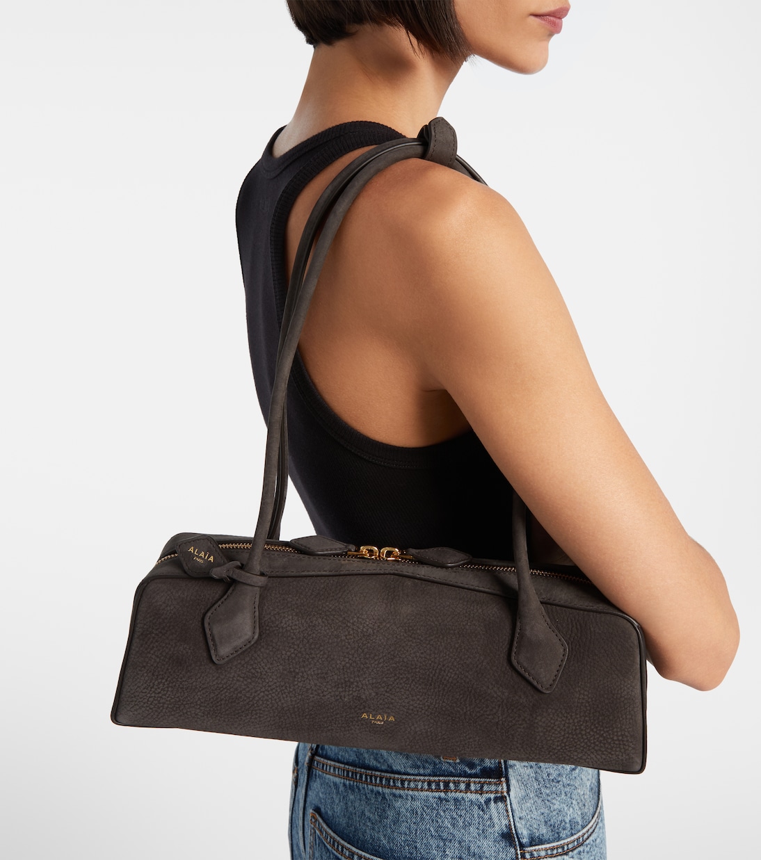 Le Teckel Medium suede shoulder bag | Alaïa