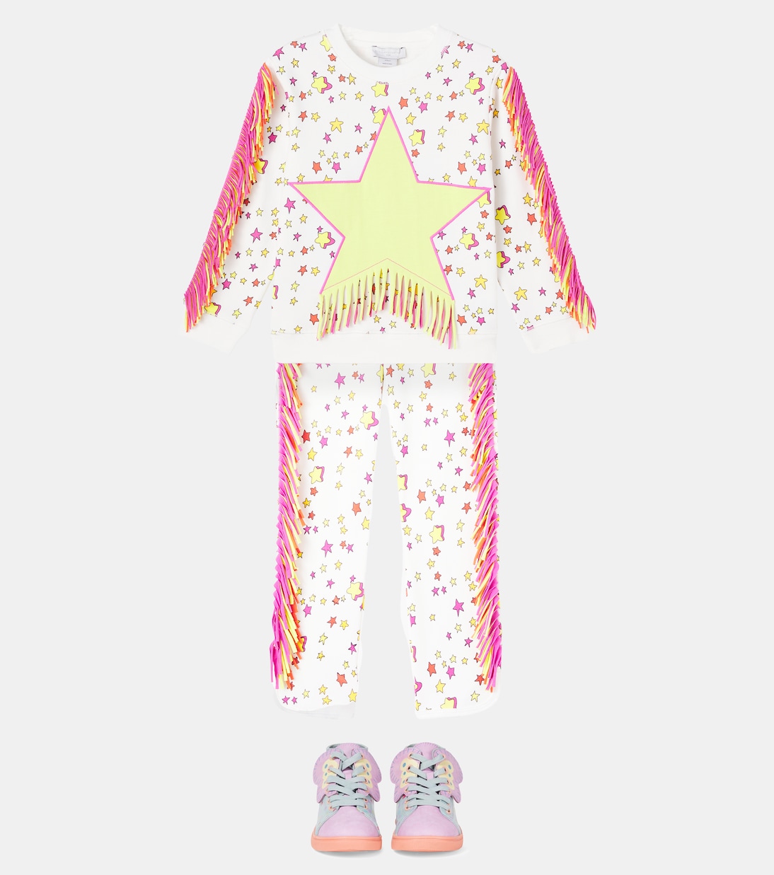 Fringed printed cotton jersey sweatshirt | Stella McCartney Kids