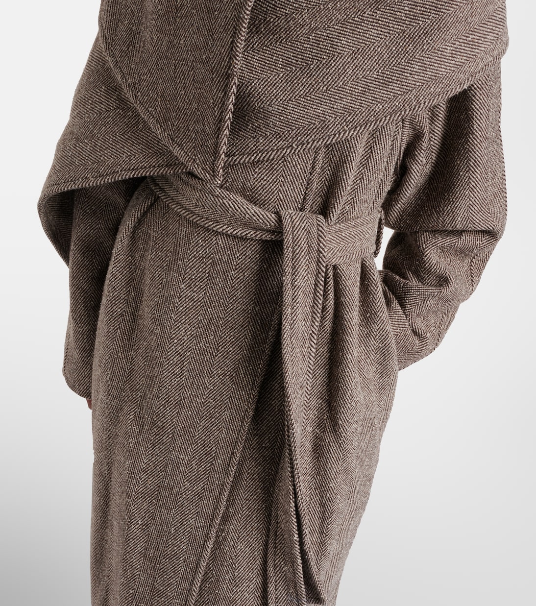 Herringbone caped wool and cotton wrap coat | Ferragamo
