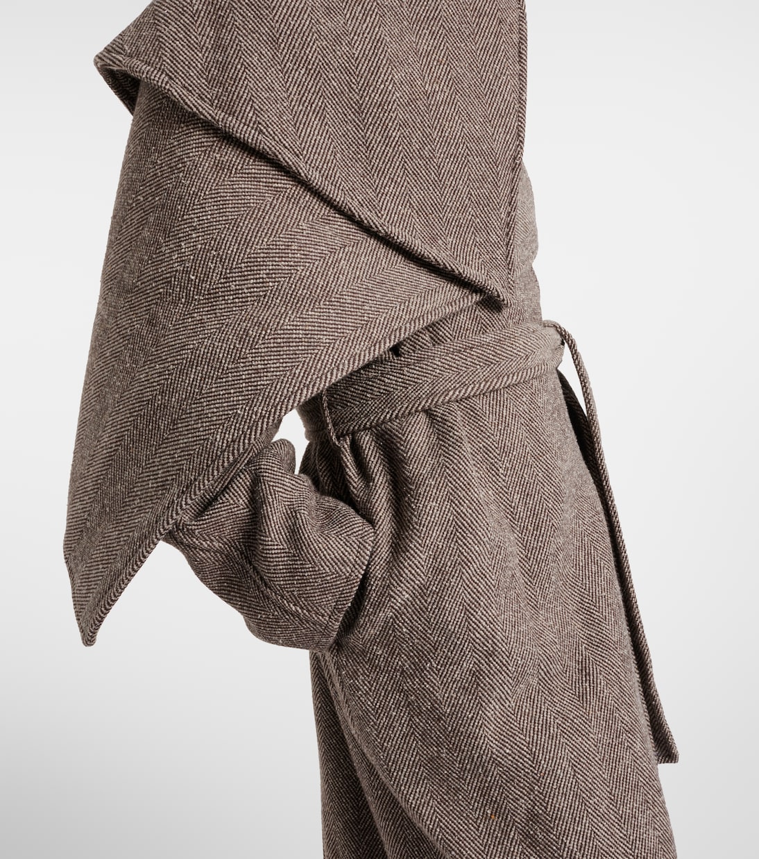 Herringbone caped wool and cotton wrap coat | Ferragamo