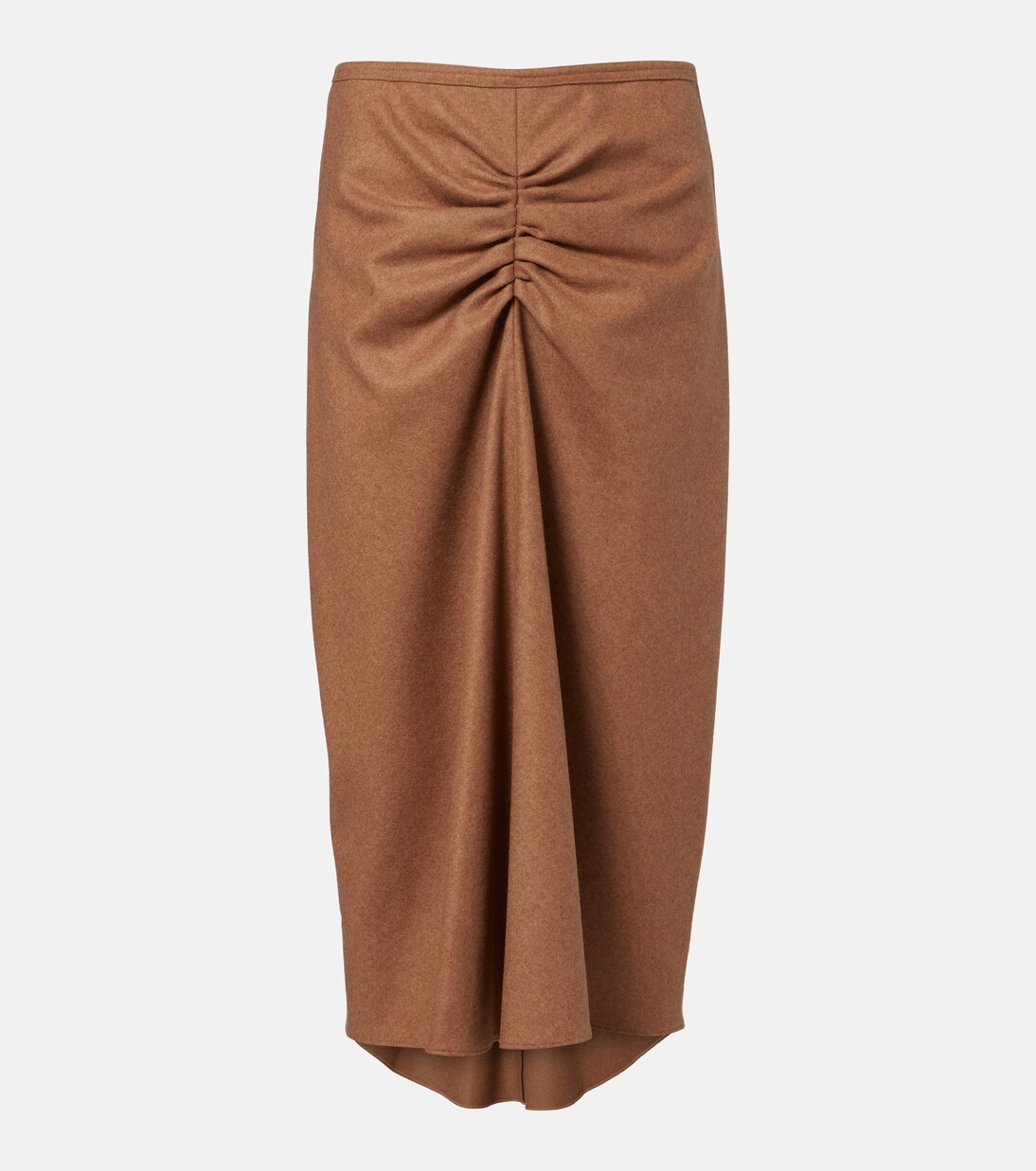 Gathered wool and cashmere midi skirt | Victoria Beckham