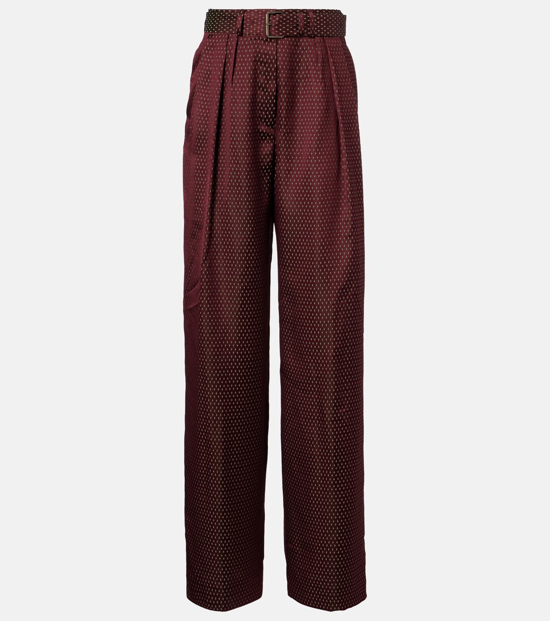 Pantalones anchos de tiro alto con cinturón | Dries Van Noten