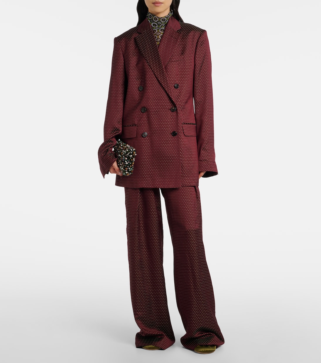 Pantalones anchos de tiro alto con cinturón | Dries Van Noten