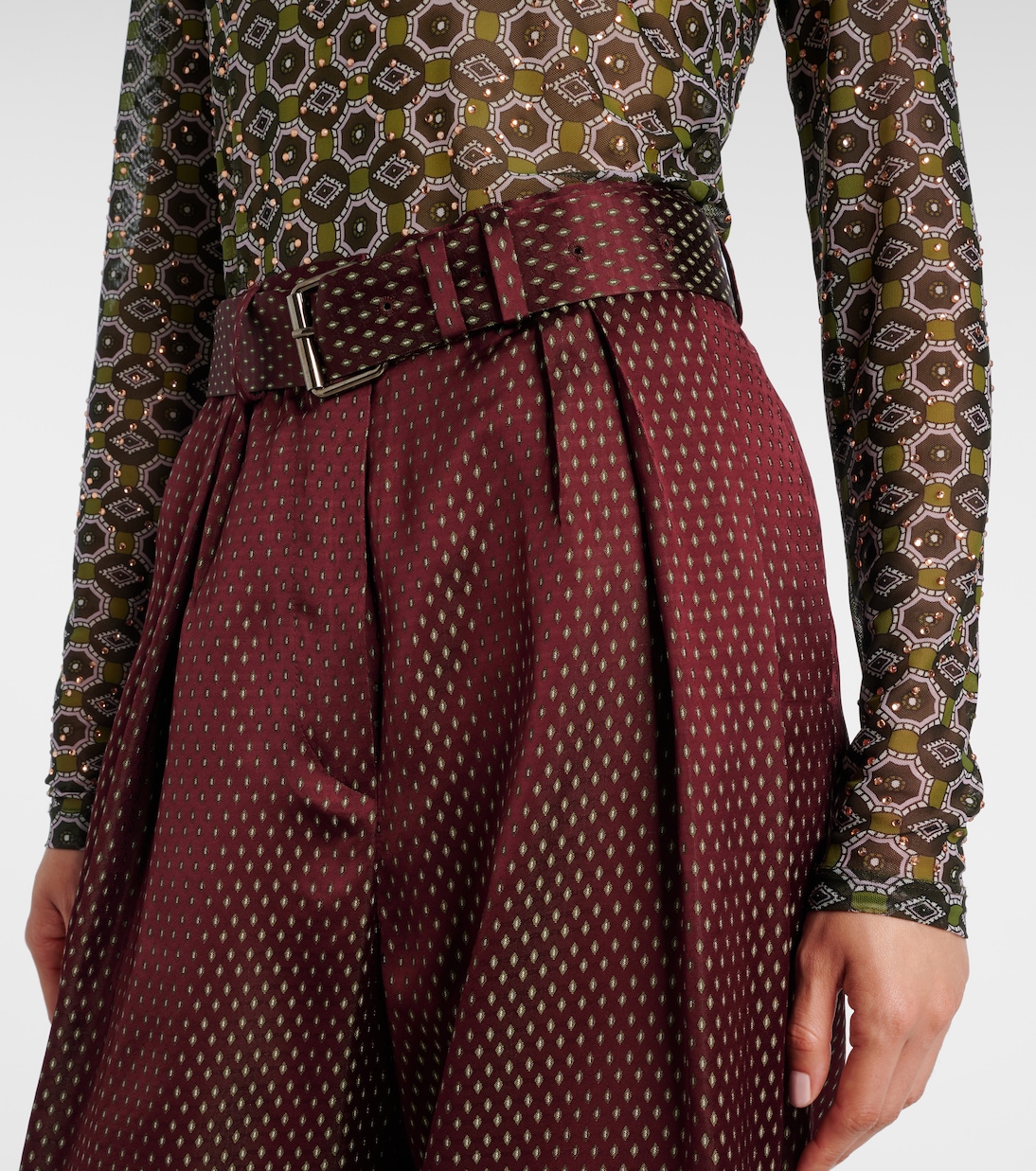 Pantalones anchos de tiro alto con cinturón | Dries Van Noten