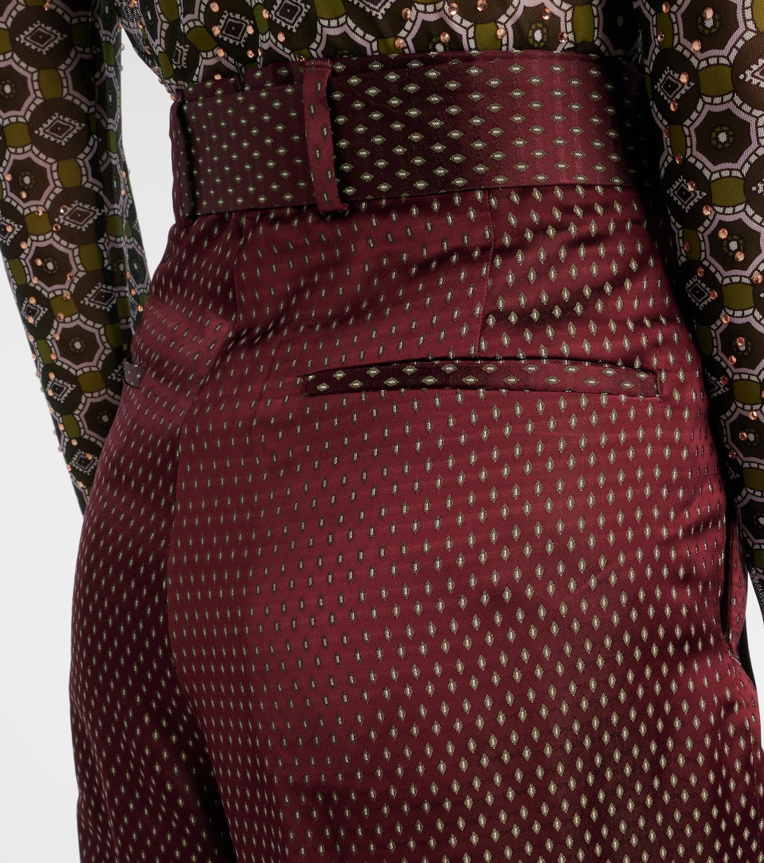 Pantalones anchos de tiro alto con cinturón | Dries Van Noten