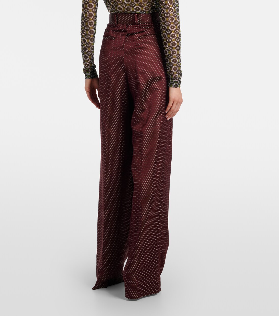 Pantalones anchos de tiro alto con cinturón | Dries Van Noten