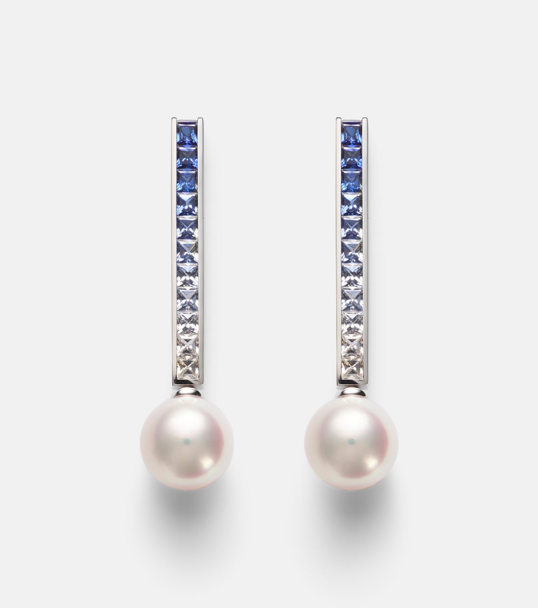 18kt white gold earrings with pearls and sapphires | Mikimoto