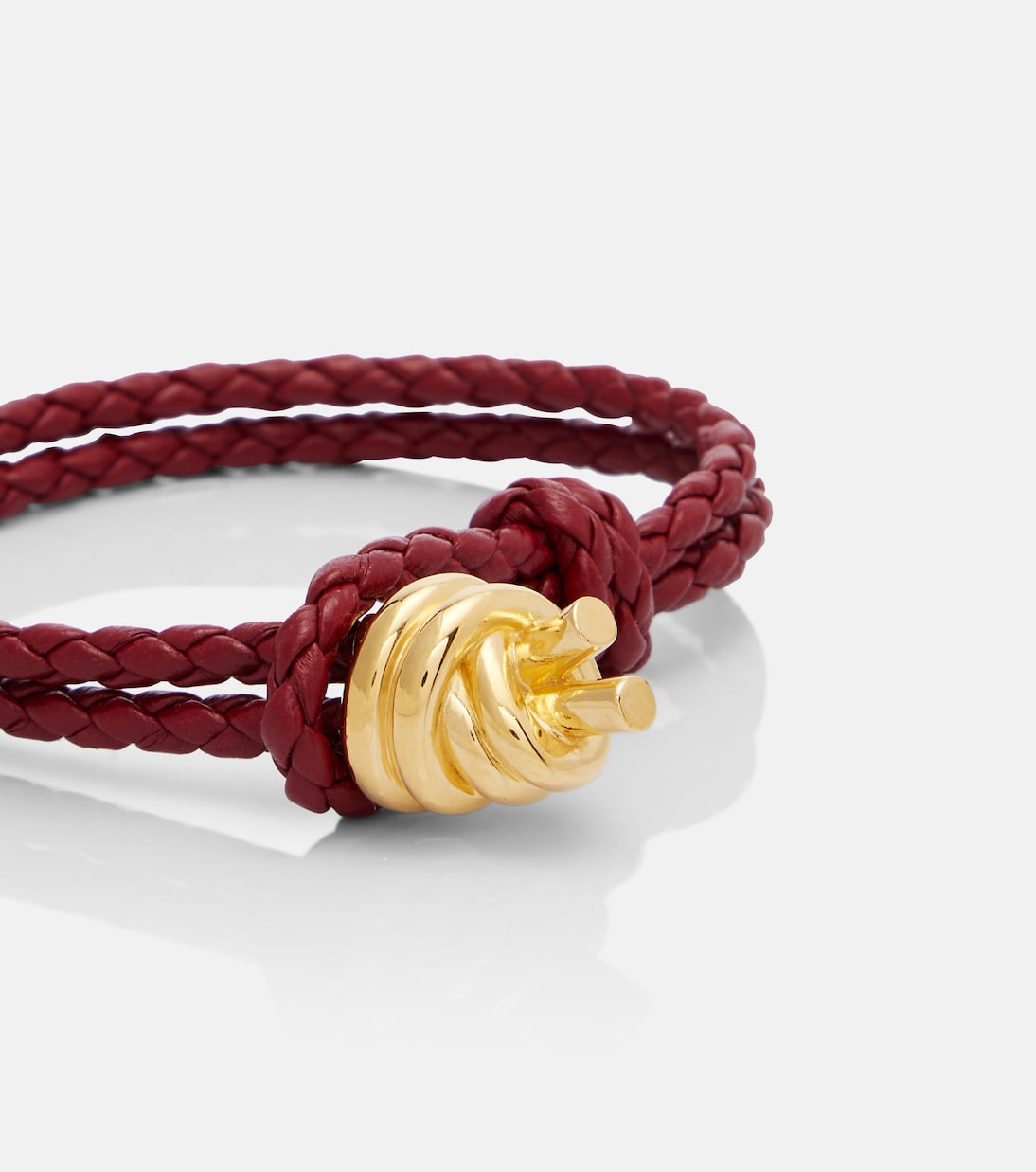 Pulsera Knot de piel trenzada y plata de ley | Bottega Veneta