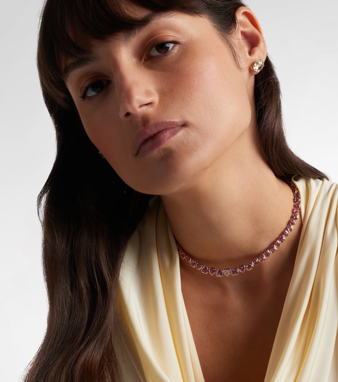 Tennis 18kt rose gold necklace with sapphires and diamond | Shay Jewelry