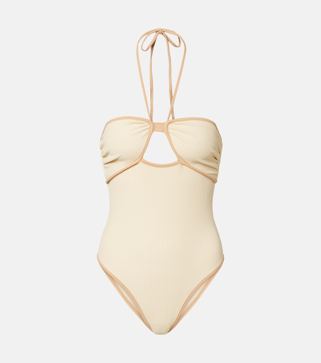 Sea Salt cutout halterneck swimsuit | Johanna Ortiz
