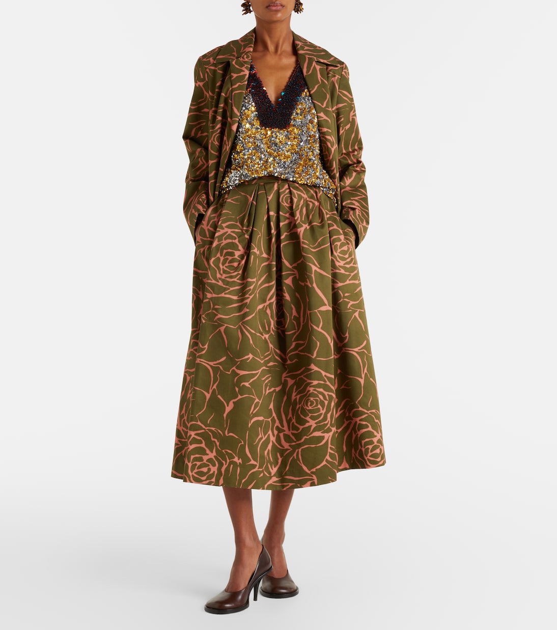 Bedruckter Midirock aus Baumwolle | Dries Van Noten