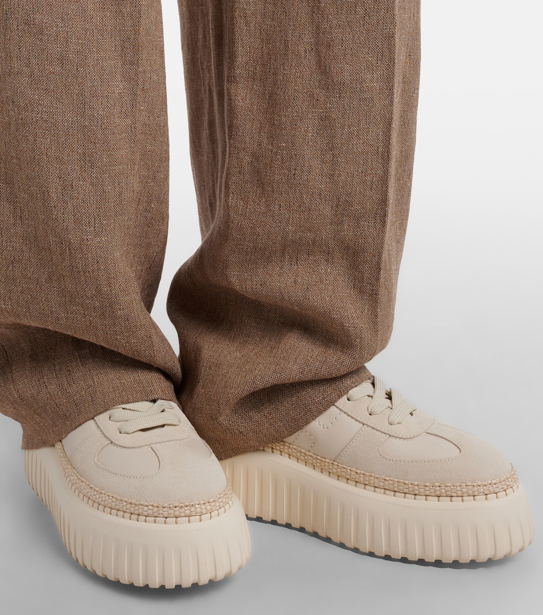 Baskets H710 H-Stripes en cuir et daim | Hogan