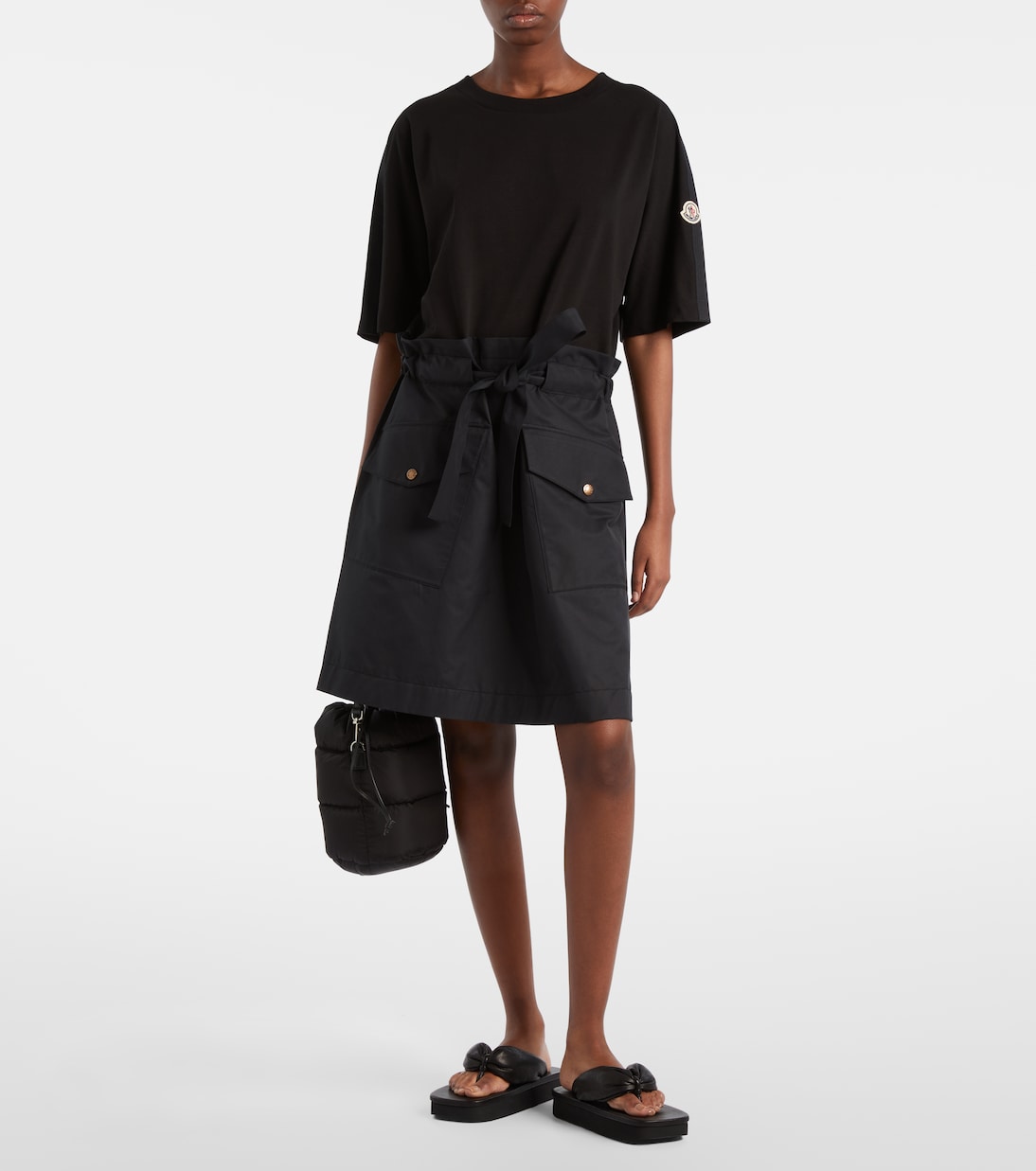 Belted cotton-blend jersey minidress | Moncler