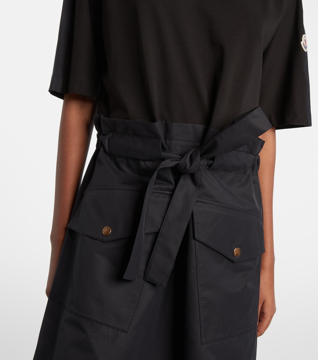 Belted cotton-blend jersey minidress | Moncler