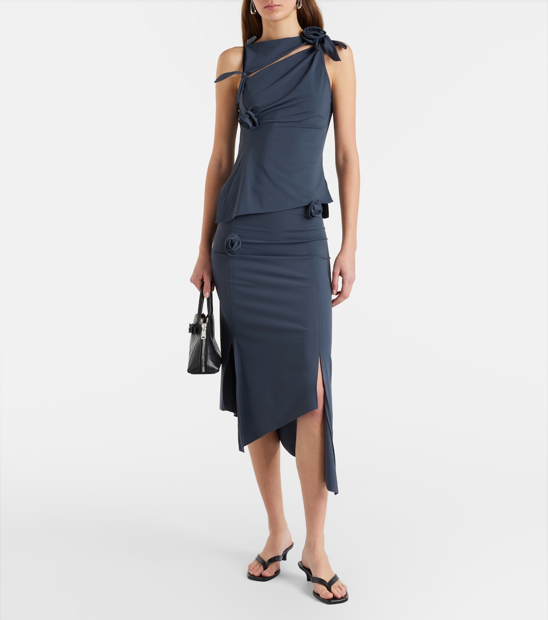 Floral-appliqué jersey midi skirt | Coperni