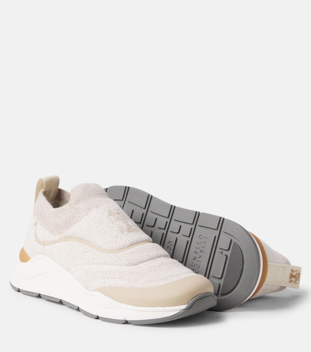 Logo knitted slip-on sneakers | Brunello Cucinelli Kids