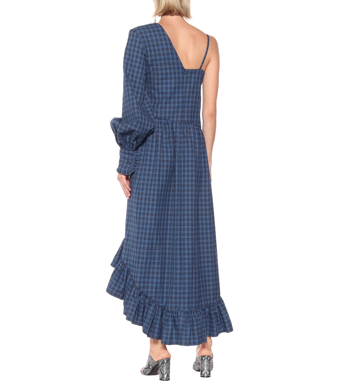 Kariertes One-Shoulder-Kleid | Rokh