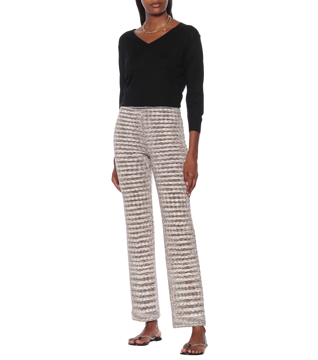 Pantalon raccourci en laine et lin mélangés | Missoni