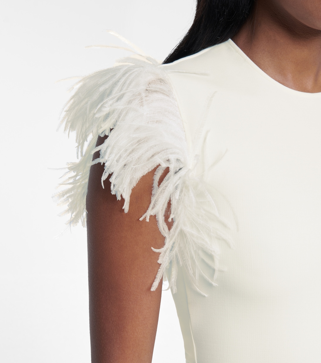 Feather-trimmed wool-blend dress | Christopher Kane