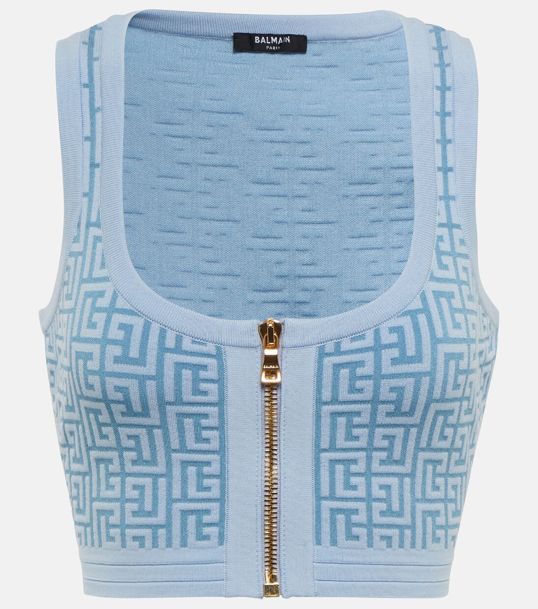 Crop top Monogram en mezcla de lana | Balmain