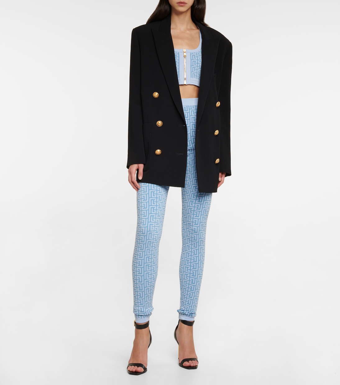 Crop top Monogram en mezcla de lana | Balmain