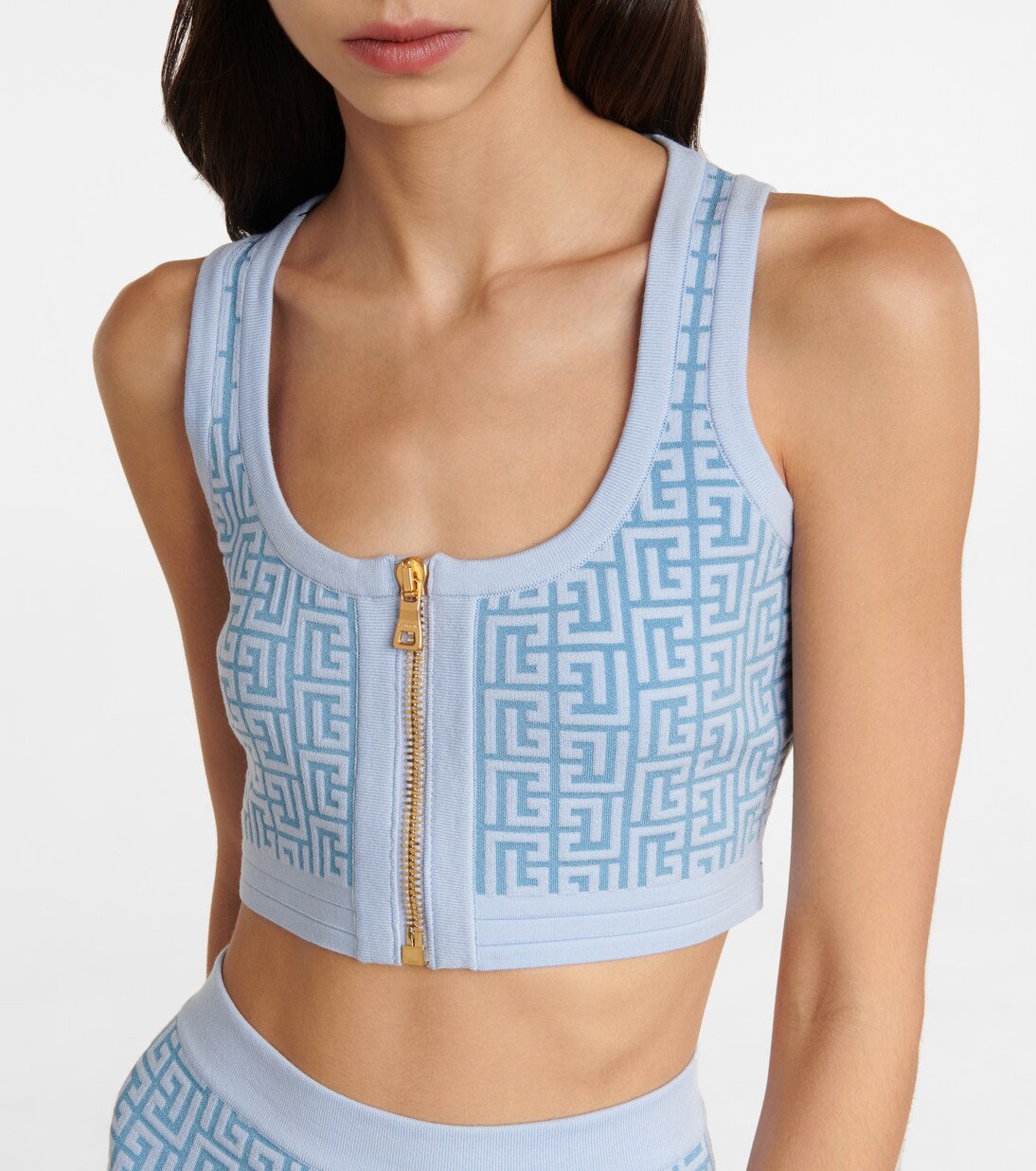 Crop top Monogram en mezcla de lana | Balmain