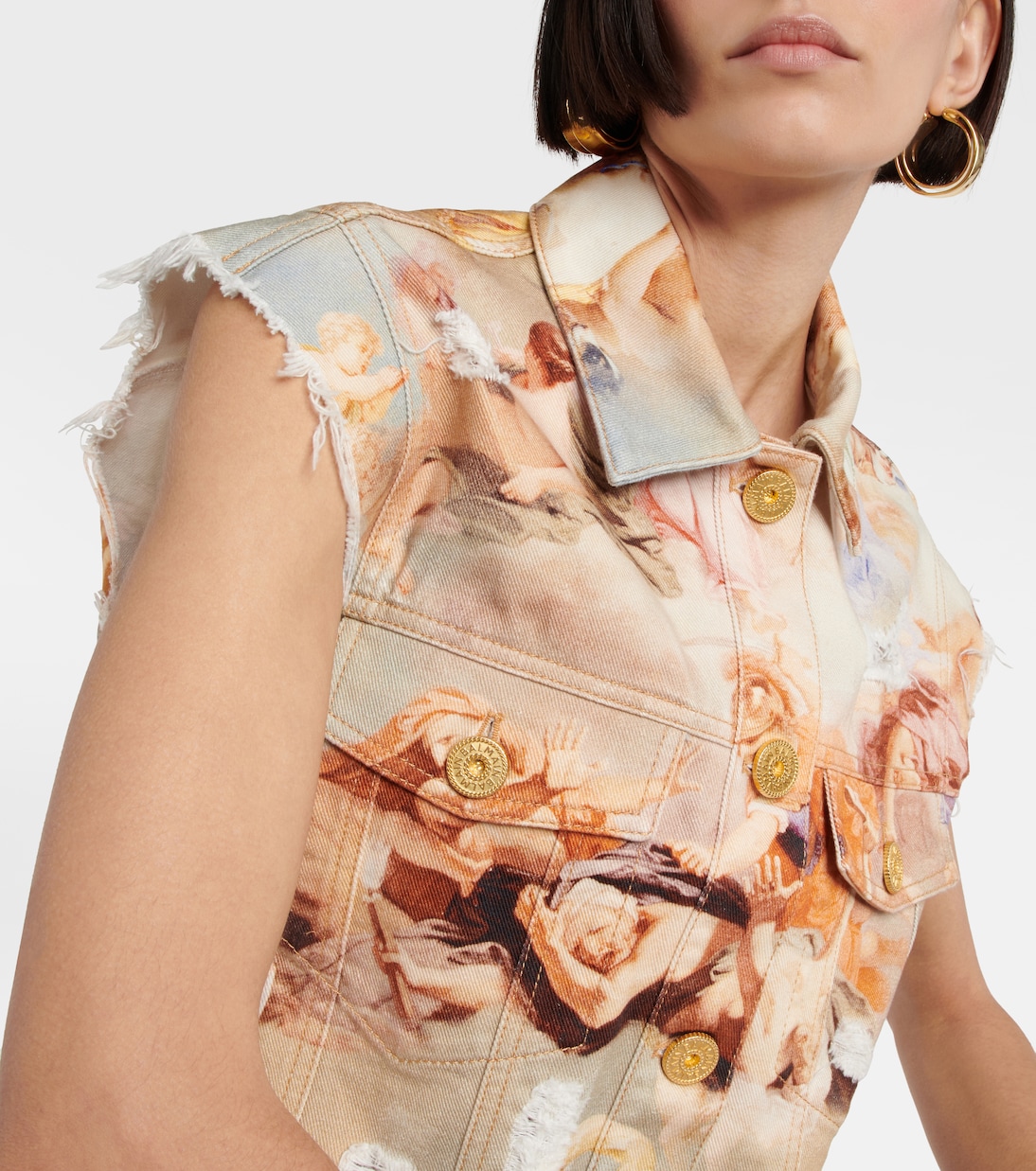 Gilet di jeans con stampa | Balmain