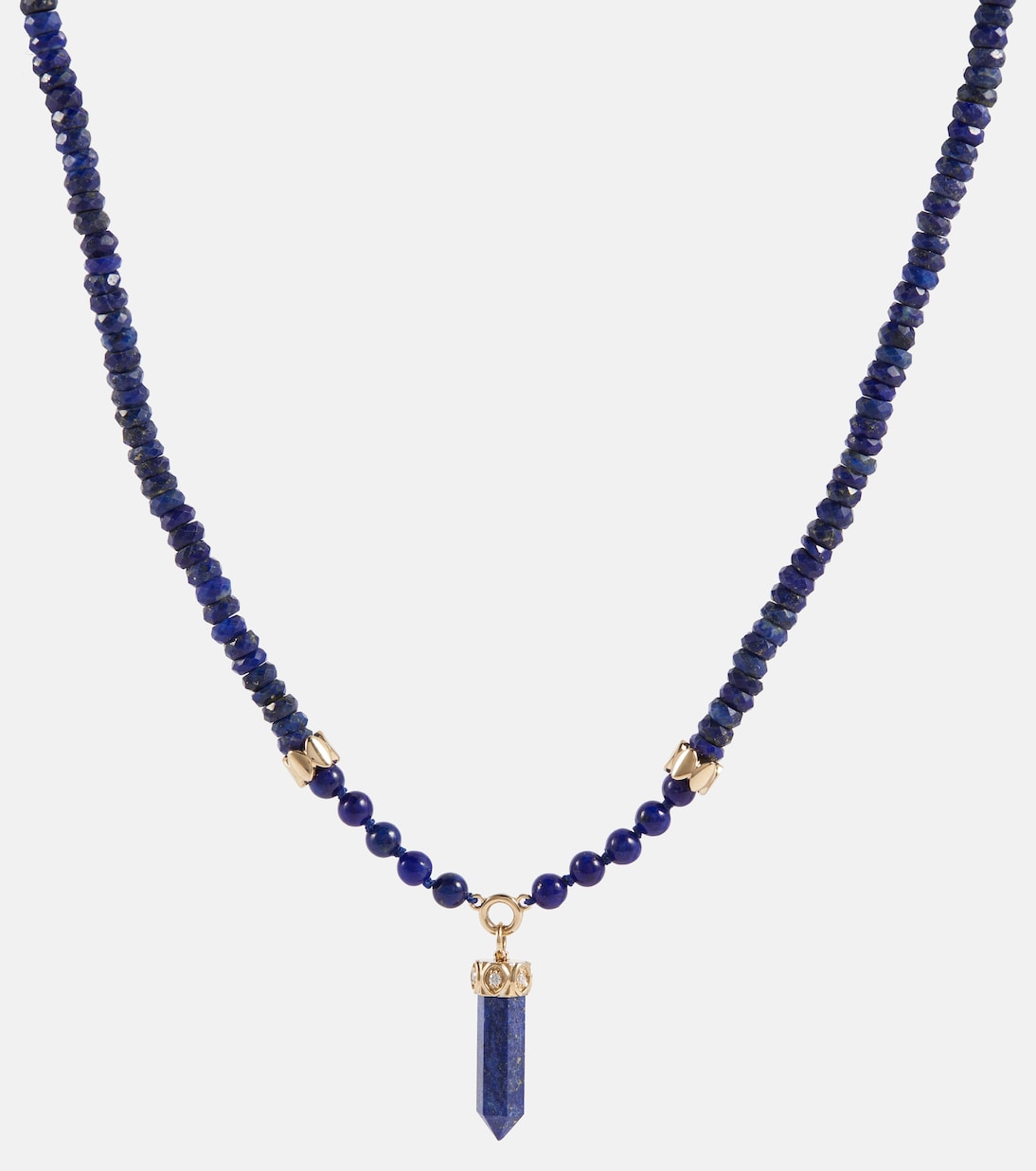 Collana giovanile in oro 14kt con perline, diamanti e lapislazzuli Sydney Evan