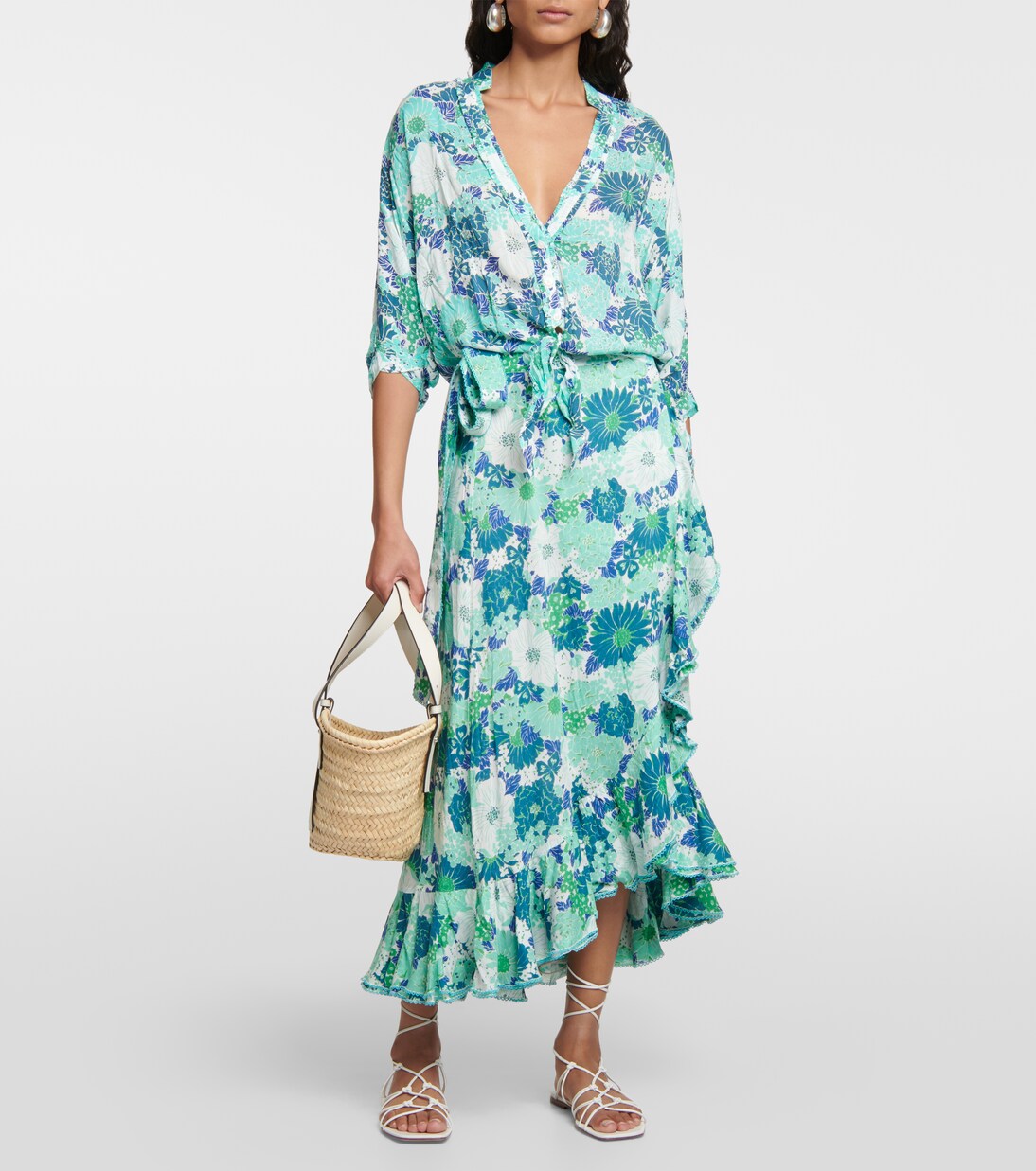 Aude floral midi skirt | Poupette St Barth