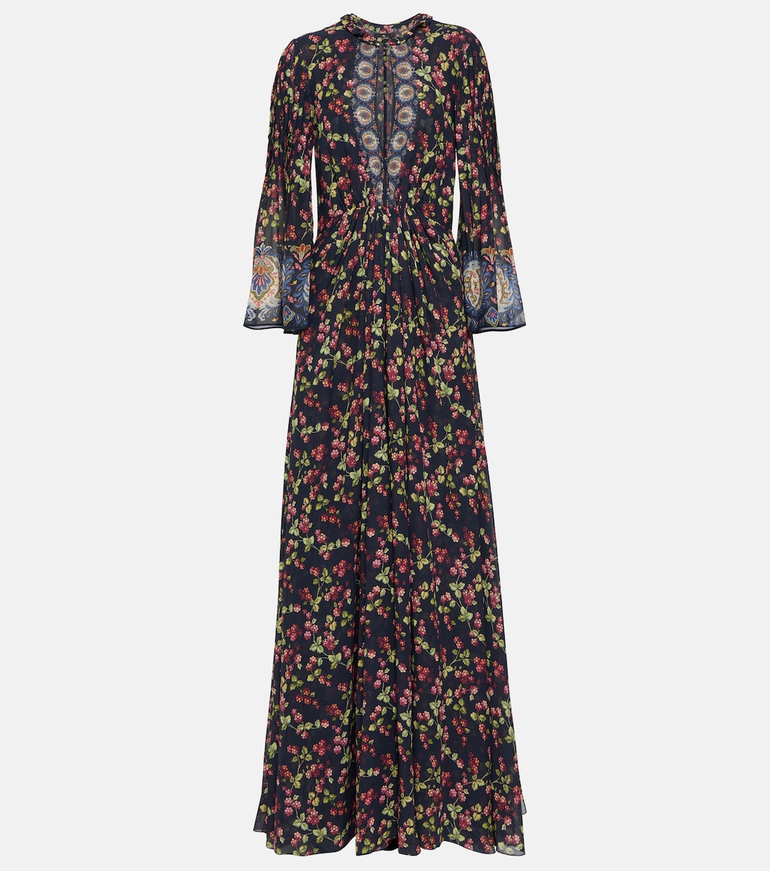 Abito lungo in seta con stampa floreale | Etro