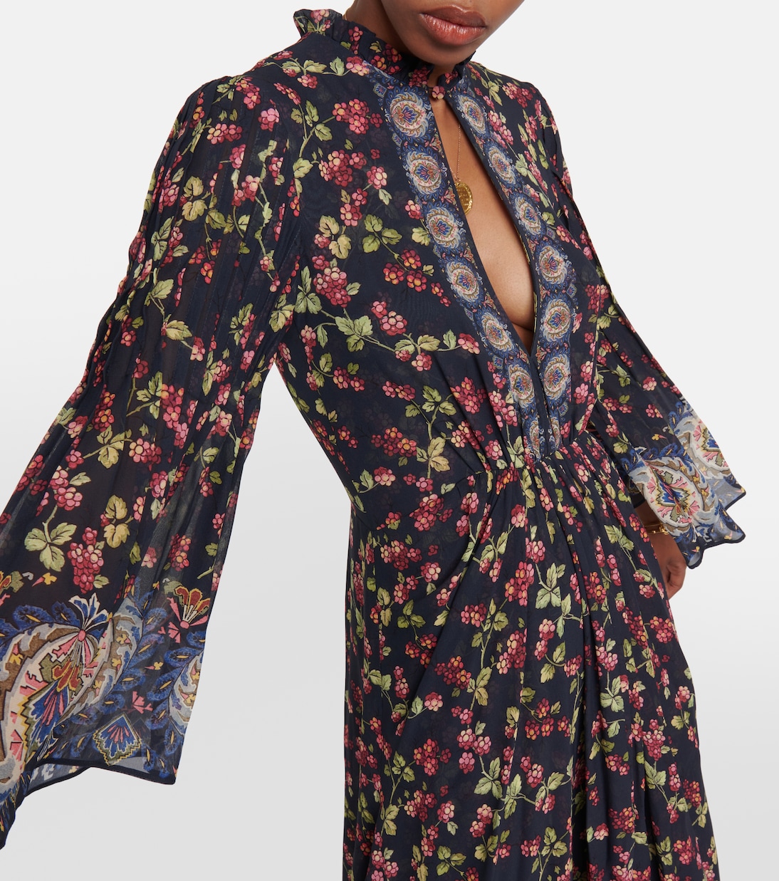 Abito lungo in seta con stampa floreale | Etro