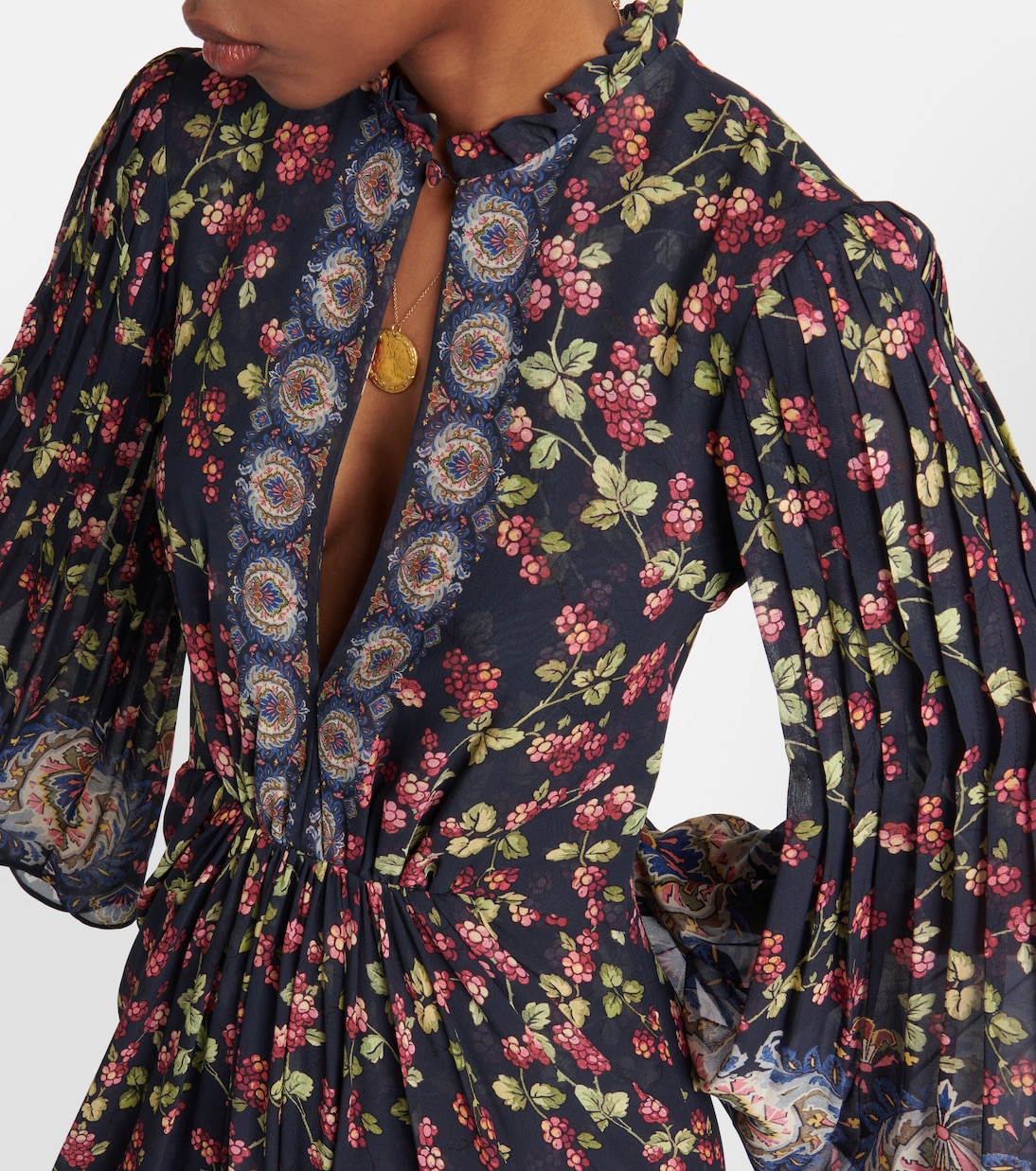 Abito lungo in seta con stampa floreale | Etro