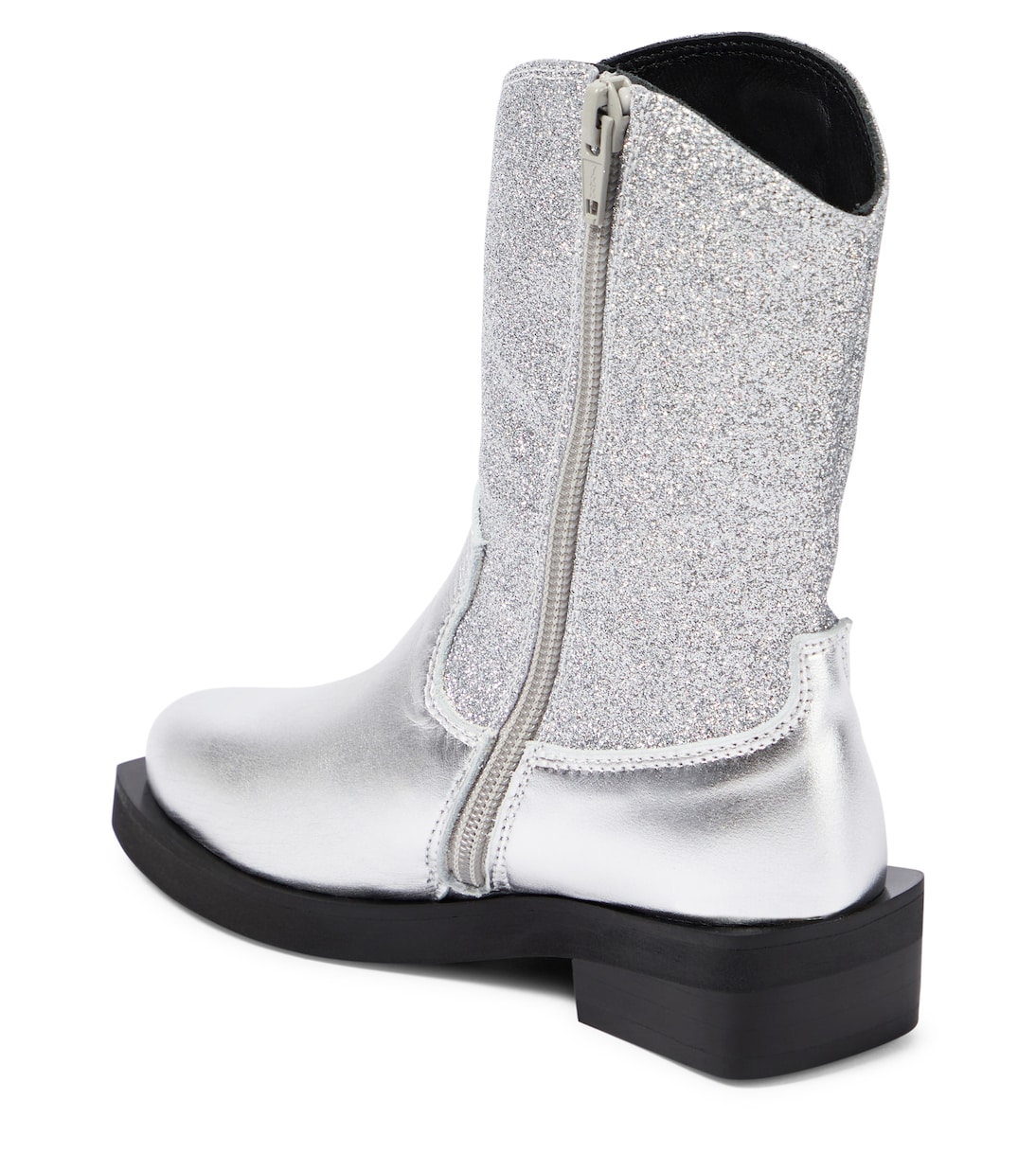 Stivali texani in pelle con logo glitter | Moschino Kids
