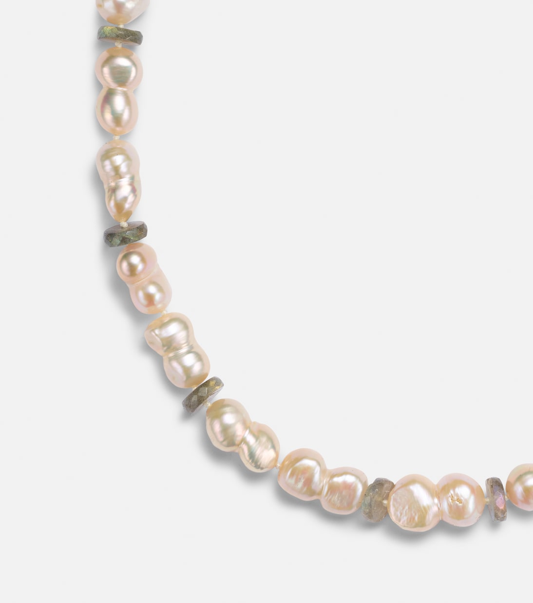 Collana ILEANA MAKRI in oro 9kt con perle e pietre di labradorite, stile giovane e moderno