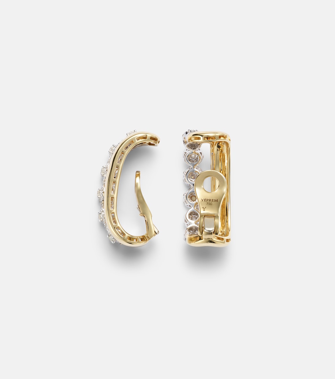 Orecchini a Clip in Oro 18kt YEPREM Golden Strada con Diamanti Eleganti per Giovani Stilisti