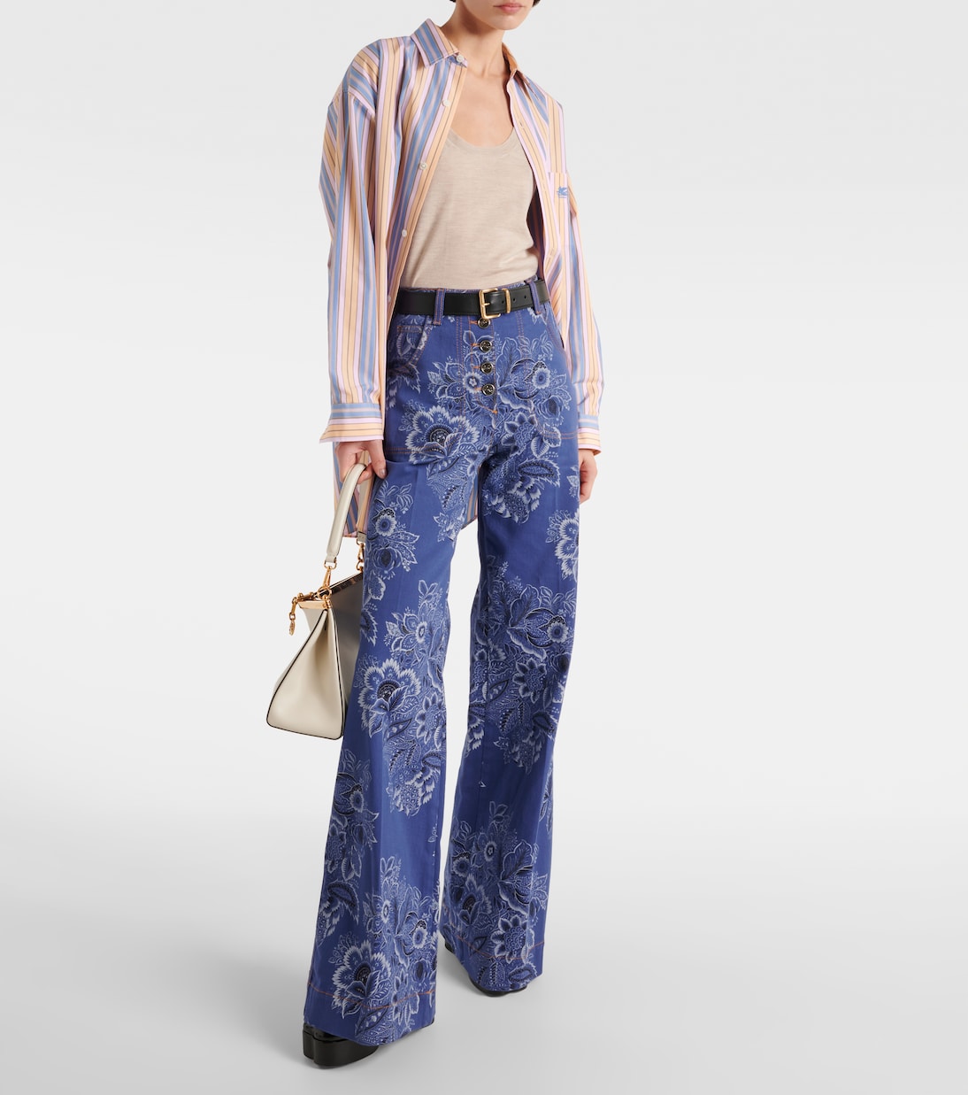 Jeans flared e vita alta con stampa | Etro