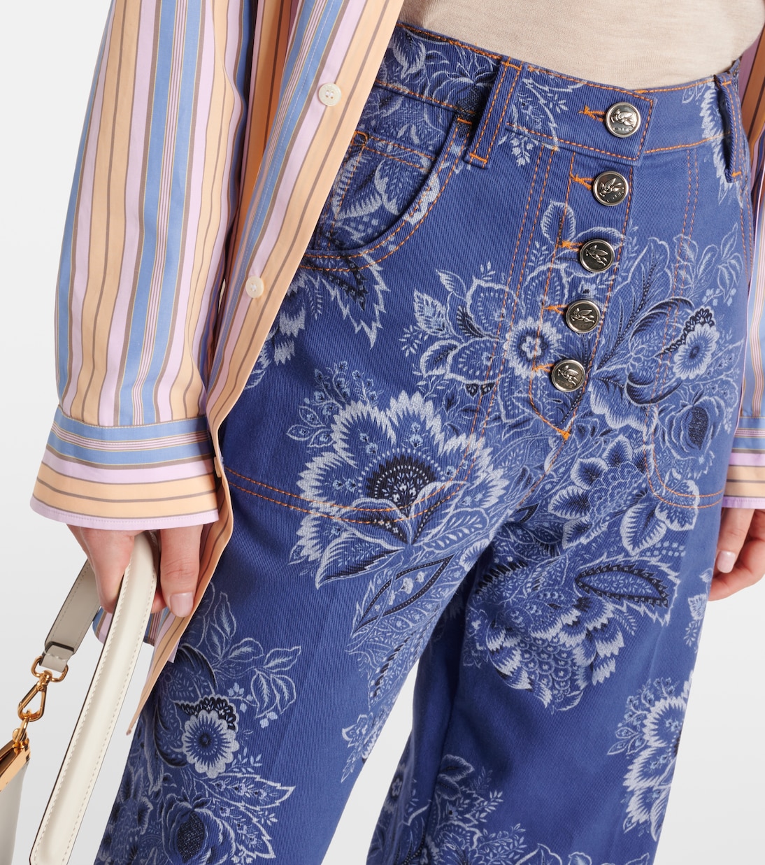 Jeans flared e vita alta con stampa | Etro